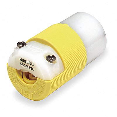 HUBBELL HBL53CM69C Straight Blade Connector Yllw 2P3W Elastomer 5-20R