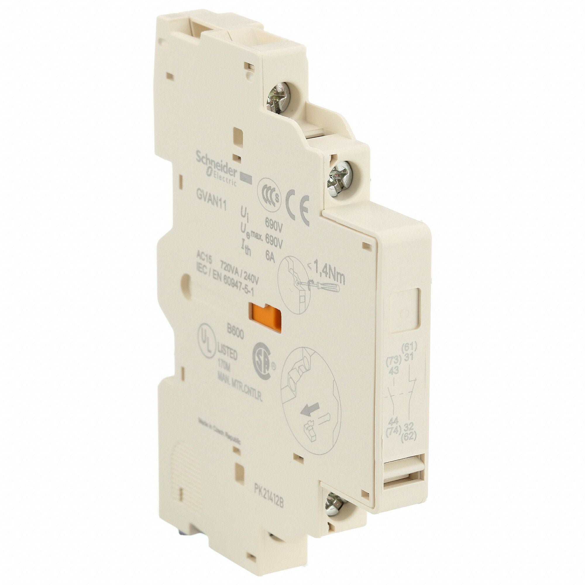 SCHNEIDER GVAN11 Auxiliary Contact 1NO/1NC 6 A