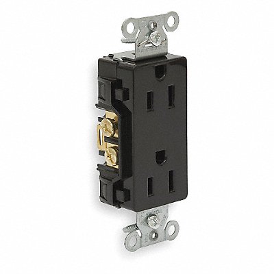 HUBBELL DR15BLK Recept Black 15 A 2P3W Back Side 1PK