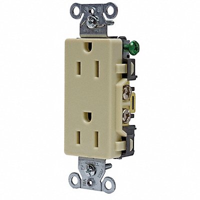 HUBBELL DR15I Recept Ivory 15 A 2P3W Back Side 1PK