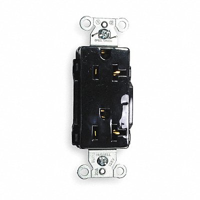 HUBBELL DR20BLK Recept Black 20 A 2P3W Back Side 1PK