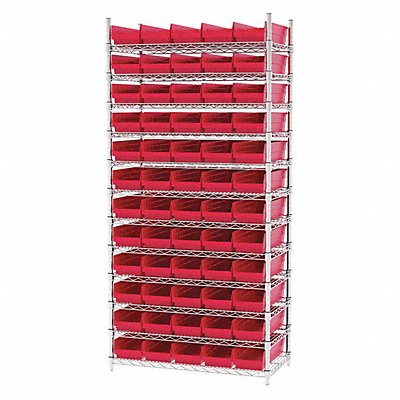 AKRO-MILS AWS183630138R D5528 Bin Shelving 18inx74inx36in Red