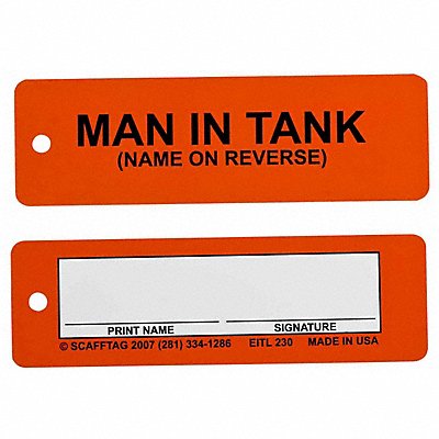 BRADY MULEITL230 Man In Tank Tag 2 x 6-1/2 In Yel PK100