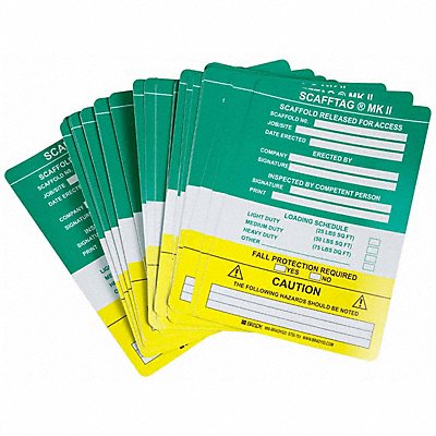 BRADY SCAFSTSI751 Tag 7 5/8 in H 5 3/4 in W Plastic PK100