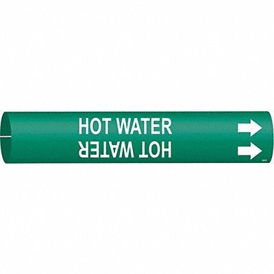 BRADY 4335C Pipe Marker Hot Water 2 in H 2 in W