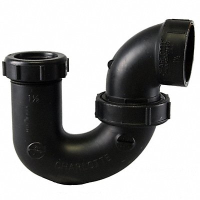 GRAINGER 2220 P-Trap W/Union 1 1/2 x 1 1/4 in Black