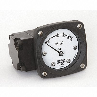 MIDWEST INSTRUMENT 142AA00OO25H D0756 Pressure Gauge 0 to 25 In H2O