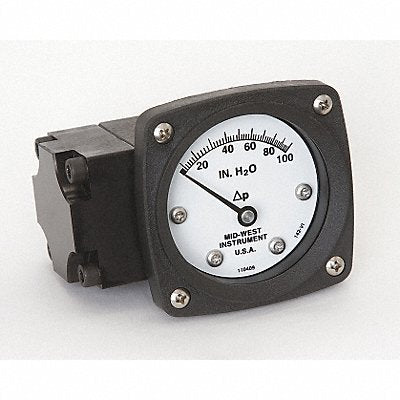 MIDWEST INSTRUMENT 142AA00OO100H D0756 Pressure Gauge 0 to 100 In H2O
