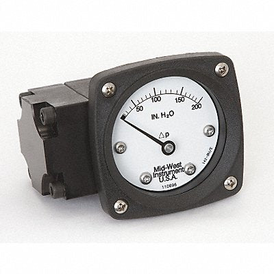 MIDWEST INSTRUMENT 142AA00OO200H D0756 Pressure Gauge 0 to 200 In H2O