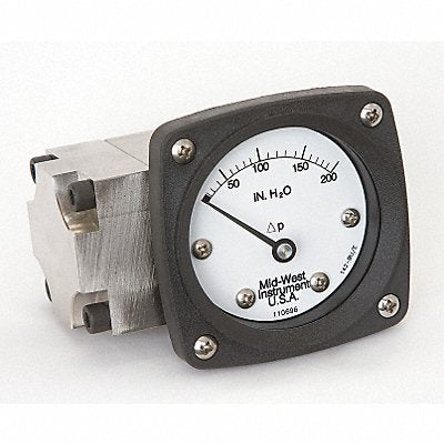 MIDWEST INSTRUMENT 142SA00OO200H D0757 Pressure Gauge 0 to 200 In H2O