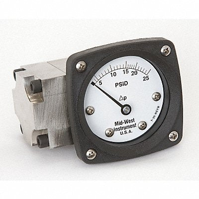 MIDWEST INSTRUMENT 142SA00OO25P D0757 Pressure Gauge 0 to 25 psi