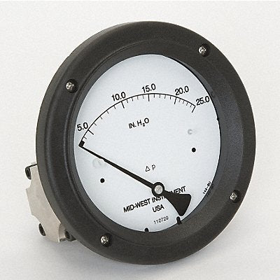 MIDWEST INSTRUMENT 142AC00OO25H Pressure Gauge 0 to 25 In H2O