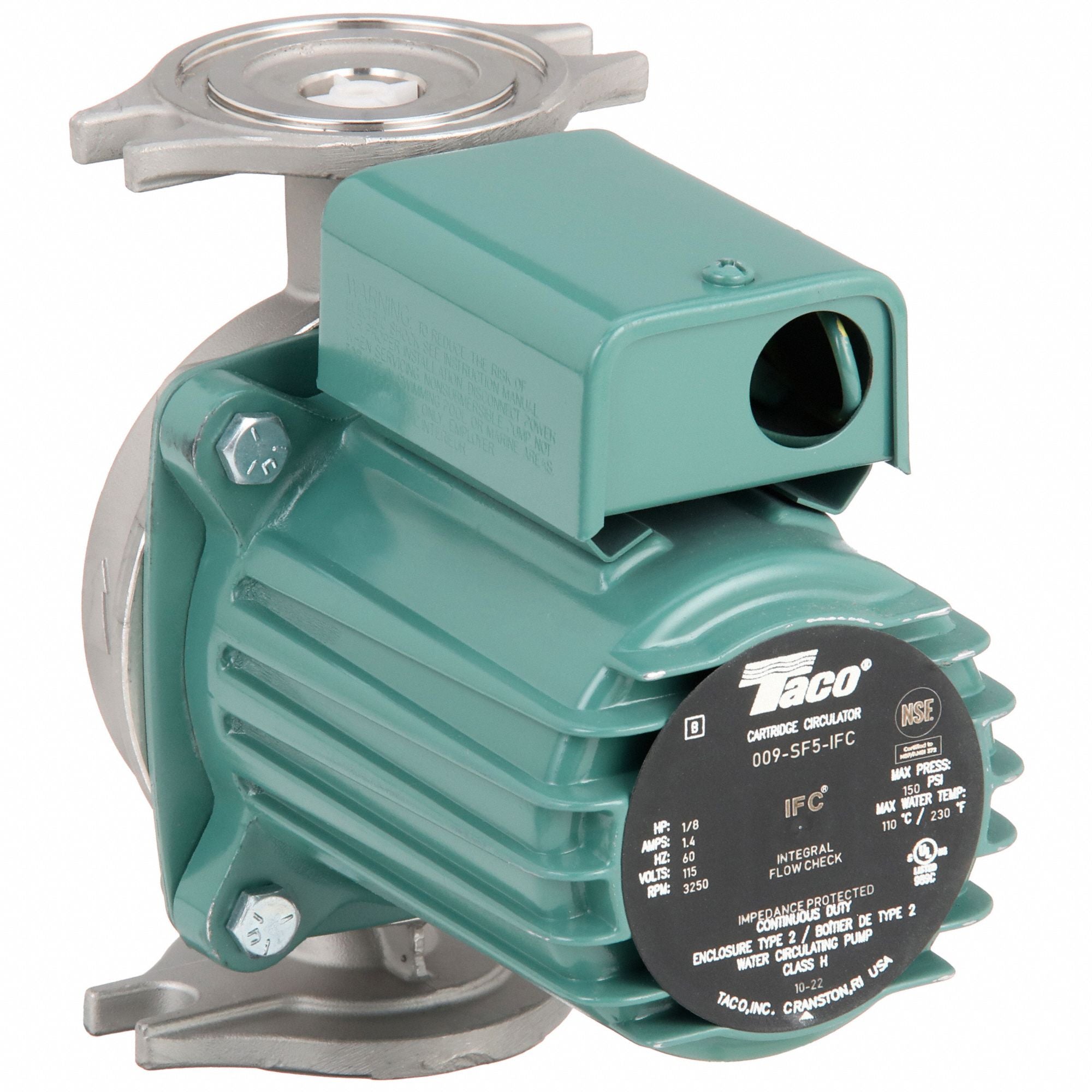 TACO 009SF5IFC Potable Circulating Pump 1/8HP Flanged