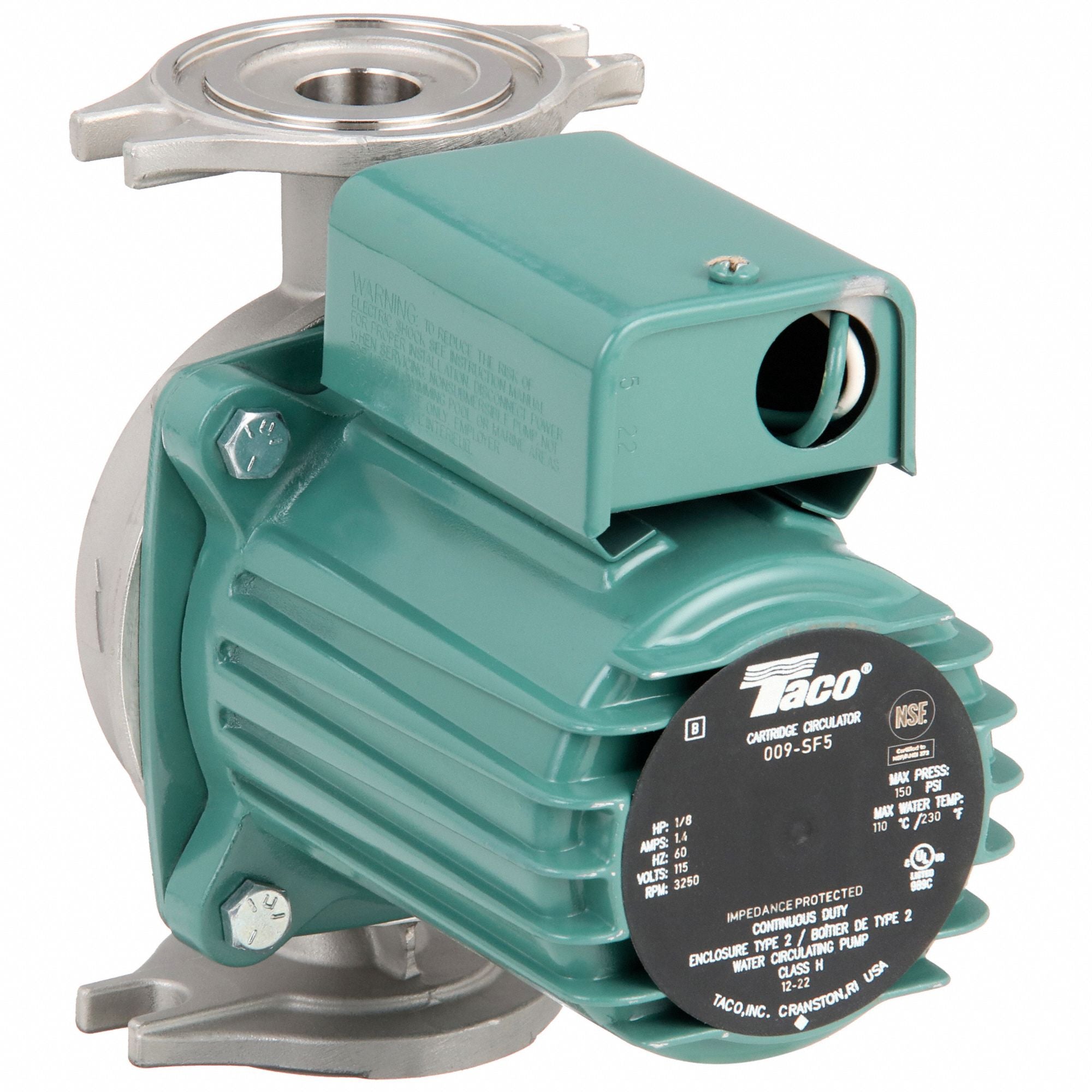 TACO 009SF5 Potable Circulating Pump Flanged 1/8HP