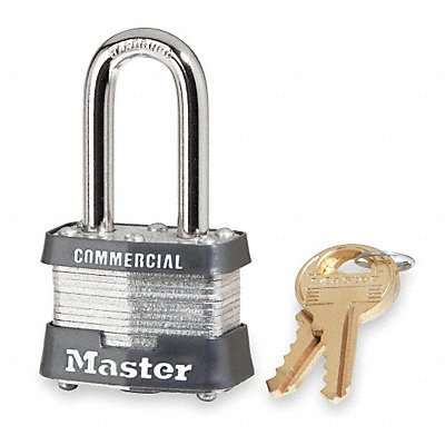 MASTER LOCK 3LF Keyed Padlock 5/8 in Rectangle Silver