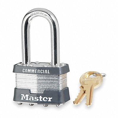 MASTER LOCK 1KALF Keyed Padlock 3/4 in Rectangle Silver