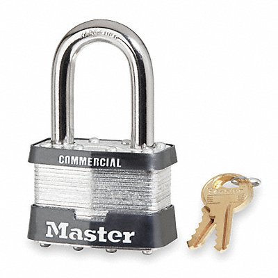 MASTER LOCK 5KALF Keyed Padlock 15/16 in Rectangle Silver