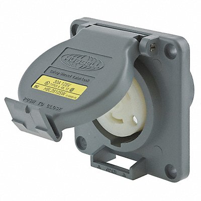 HUBBELL HBL2610SW WT Lck Recpt 30 A Grey PBT L5-30R 1Gng