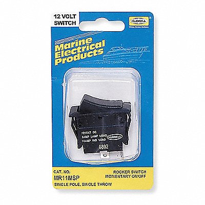 HUBBELL WIRING DEVICE-KELLEMS MR11SP MarineRockerSwtch NoLens/Lamp Blk On/Off