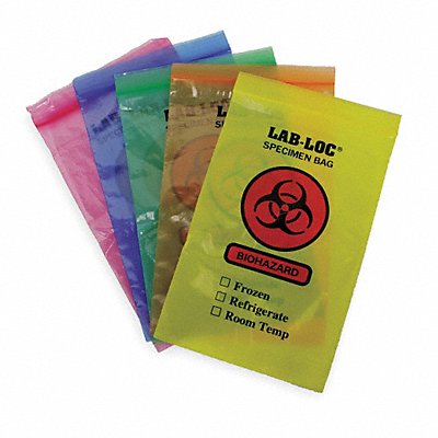 GRAINGER LAB20609AS Biohazard Bag 9 in L 6 in W CLR PK1000