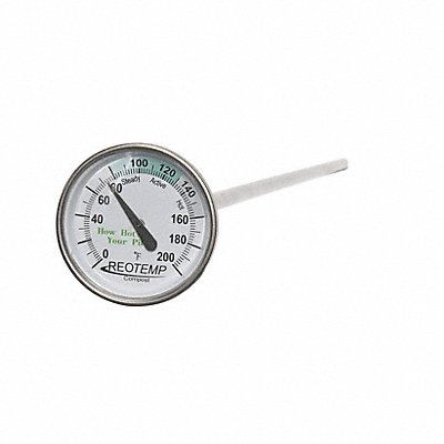 REOTEMP FG20P Bimetal Thermometer 2 In Dial 0 to 200F