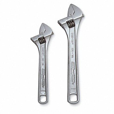 CHANNELLOCK WS2 Adjustable Wrench Set Steel Chrome 6-1/4 to 10