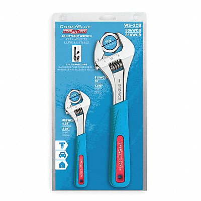 CHANNELLOCK WS2CB Adjustable Wrench Set Steel Chrome 6-1/4 to 10
