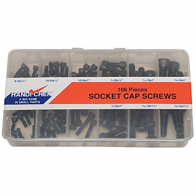 ITW BEE LEITZKE WWGDISPCAP106 Socket Head Cap Screw Assortment In BlackOxide106pcs