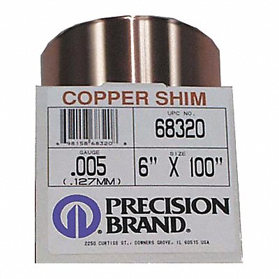 PRECISION BRAND 68195 Shim Stock 6 W 100 L 0.002 Thk