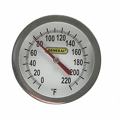 GENERAL PT2008G220 Bimetal Thermometer 2 In Dial 0 to 220F