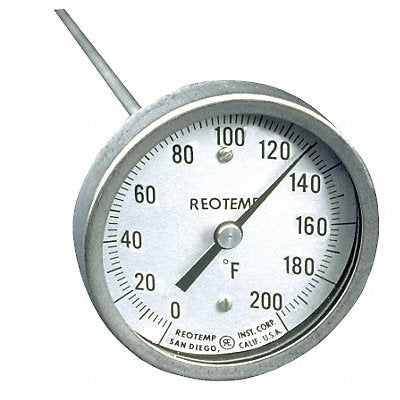 REOTEMP A48PF0200F Bimetal Thermometer 3 In Dial 0 to 200F