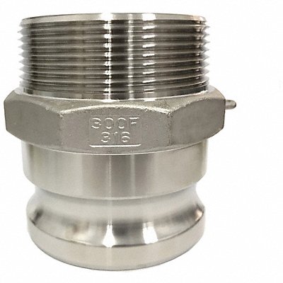 GRAINGER 3LX57 Cam and Groove Adaptor 3 316 SS