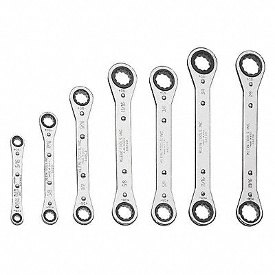 KLEIN TOOLS 68222 Box End Wrench Set Chrome Offset SAE
