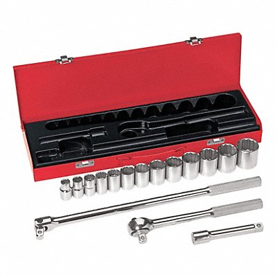 KLEIN TOOLS 65512 Socket Wrench St Chrome 12Pt 7/16-1 1/4 in