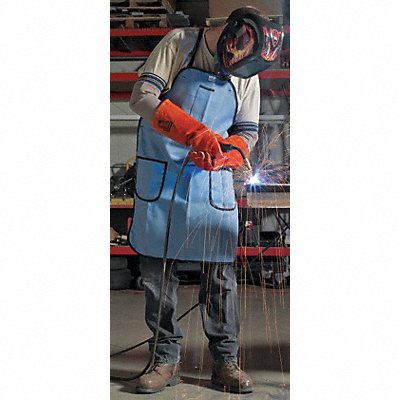 KAREWEAR 524MB Shop Apron Blue 35-1/2 in L 28 in W