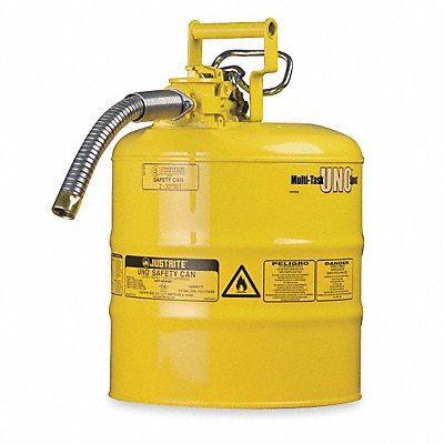 JUSTRITE 7220220 Type II Safety Can Yellow 13-1/4 in H
