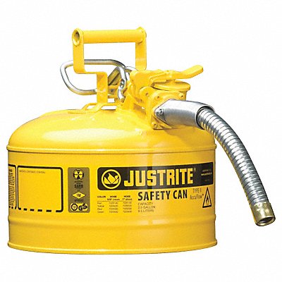 JUSTRITE 7225230 Type II Safety Can 12 in H Yellow