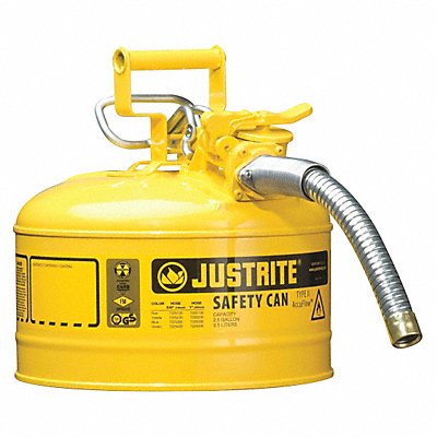 JUSTRITE 7210220 Type II Safety Can Yellow 10-1/2 in H