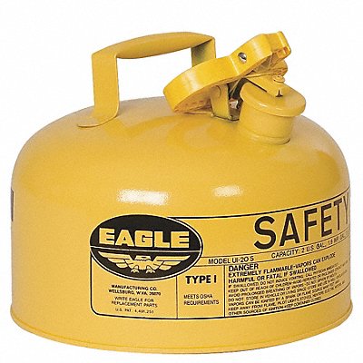 EAGLE UI20SY Type I Safety Can 2 gal Yellow 9-1/2In H