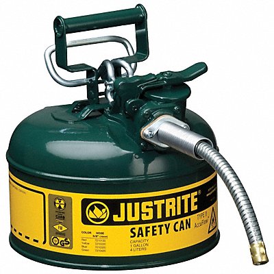 JUSTRITE 7210420 Type II Safety Can Green 10-1/2 in H