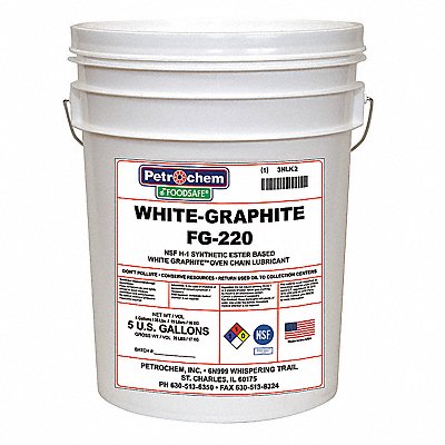 PETROCHEM FOODSAFEWHITEGRAPHITEFG220 Chain Wire Rope Lube 5 gal Pail