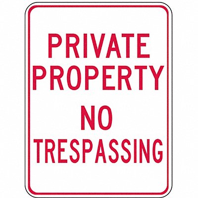 ZING 2275 Sign Private Property No Trespass 18X12