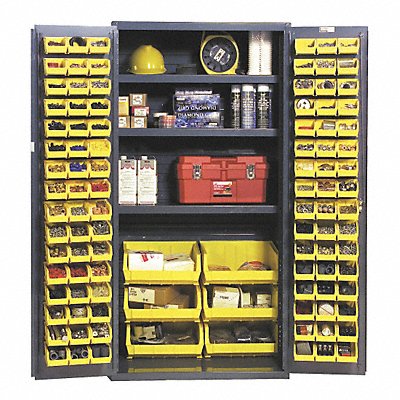 DURHAM MFG 3501BDLP1023S95 K4911 Bin Cabinet 72 x36 x24 Grey 102YellowBns