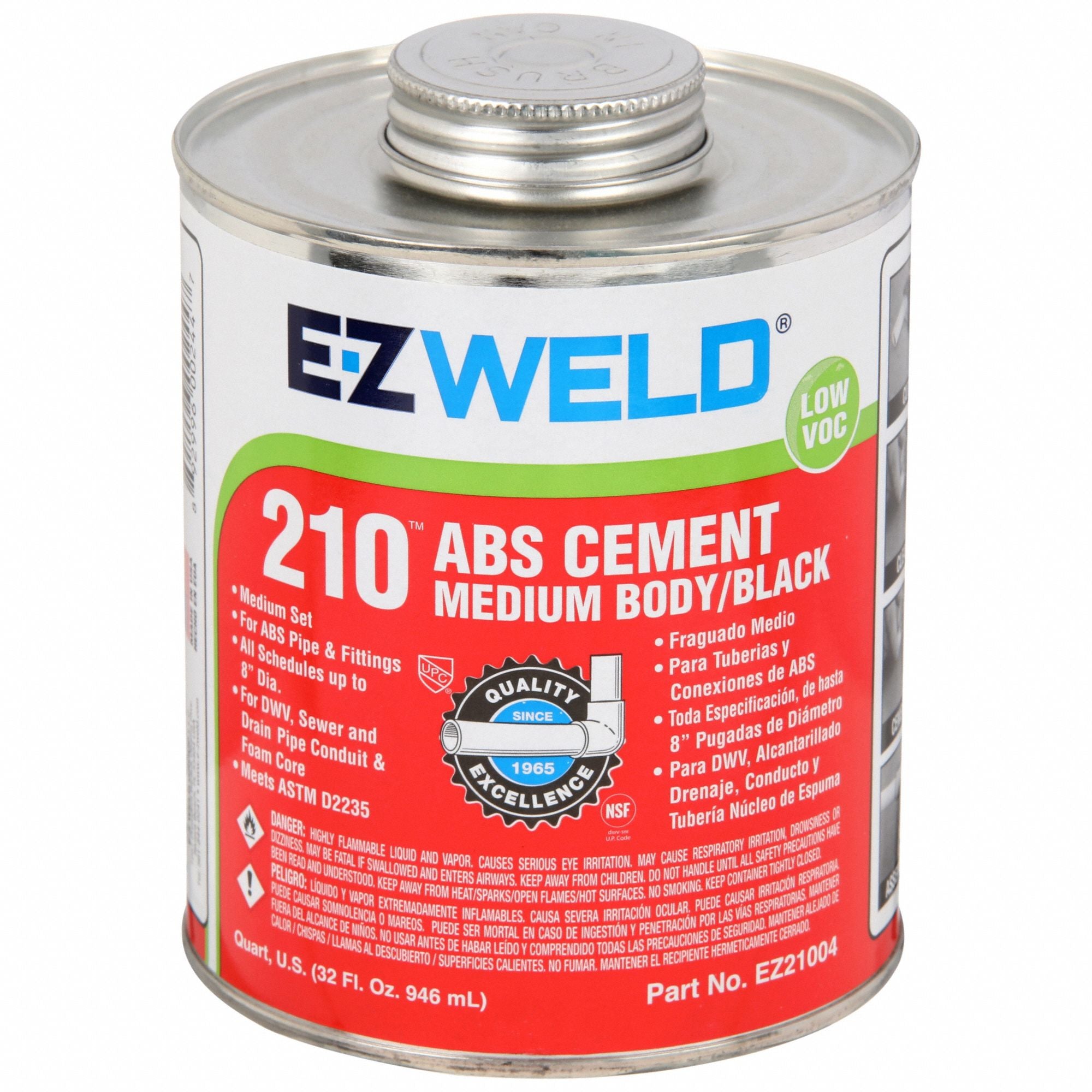 EZ WELD EZ21004 K8609 Pipe Cement 32 fl oz Black