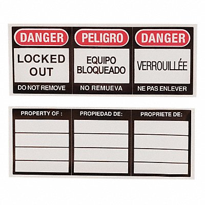 BRADY 51379 Lockout Label 1 1/8 in x 3 in Vinyl PK6