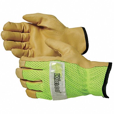 KINCO 908L Leather Gloves Hi Vis Pigskin Lime L PR
