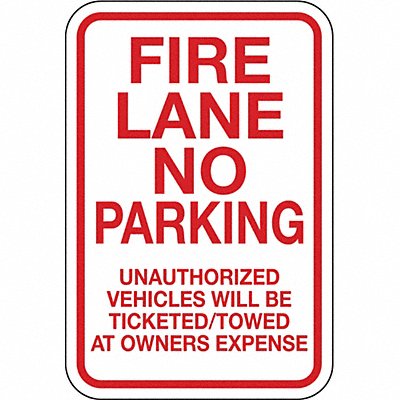 LYLE NP00412HA Fire Lane No Parking Sign 18 x 12