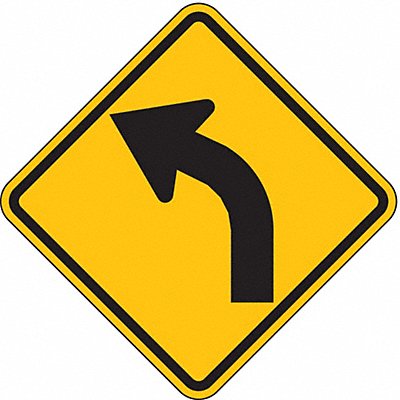 LYLE W12L12HA Left Curve Traffic Sign 12 x 12