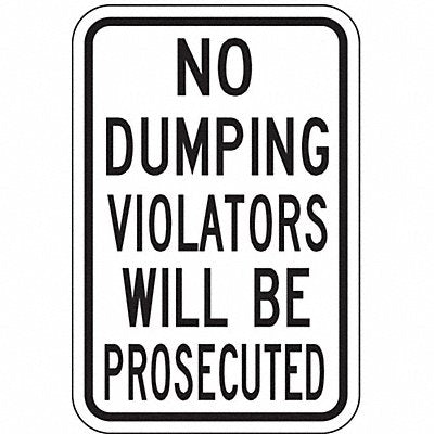LYLE DL00112HA Reflective No Dumping Sign 18x12in Alum
