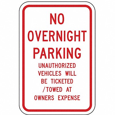 LYLE NP05612HA No Overnight Parking Sign 18 x 12
